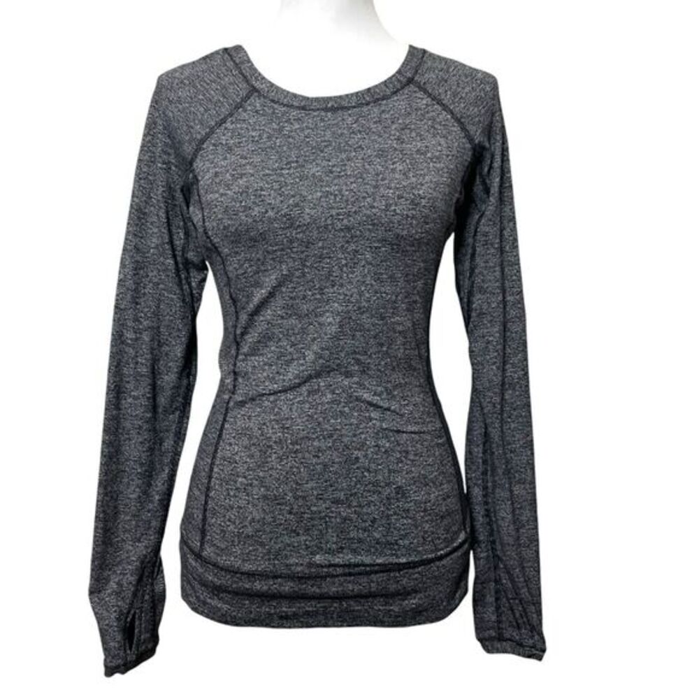 Lululemon Race Your Pace Long Sleeve Shirt In Wee‎ Stripe Heathered Black Size 4 - Picture 2 of 10
